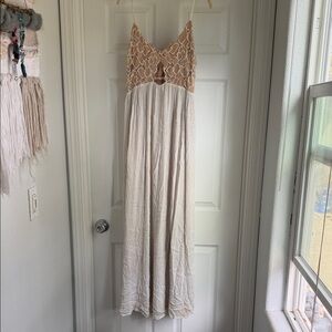 Tularosa Cream and Tan Lace Maxi Dress